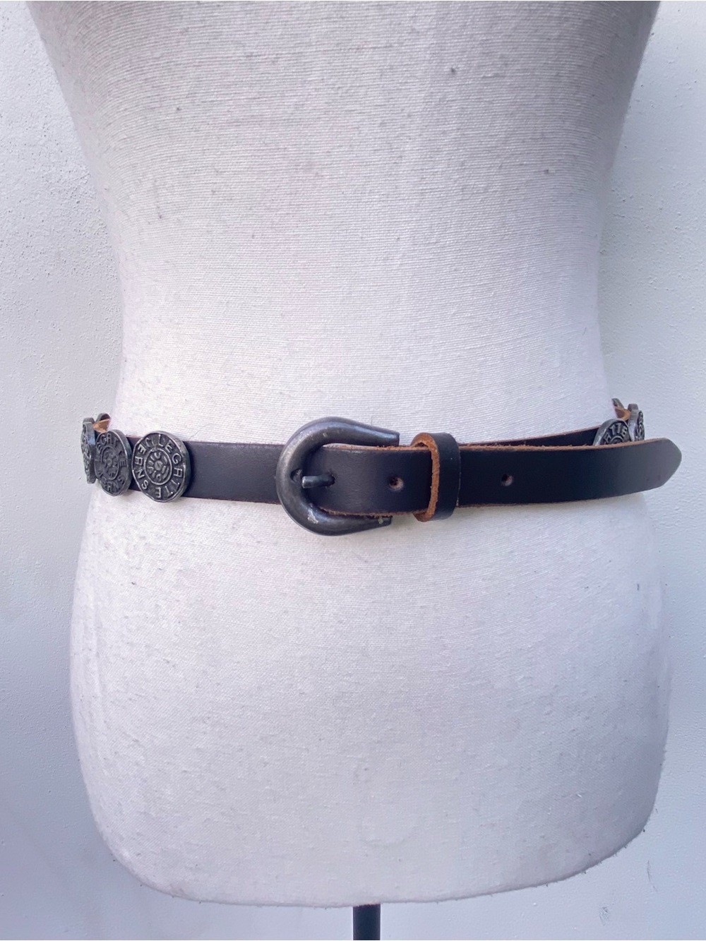 Y2K EURO Legatte Jeans Silver Medallion Belt Size XS